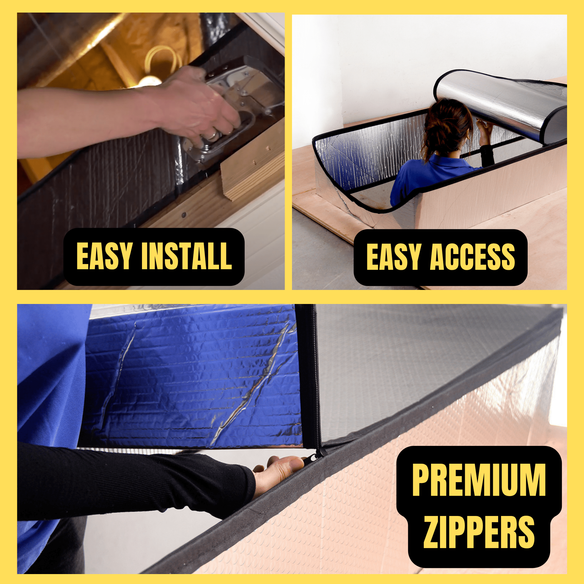 Energy Wise Attic Tent - 25"x54"x11", Air Tight Attic Door Insulation Cover With Easy Zipper Access - Energy Wise Brand