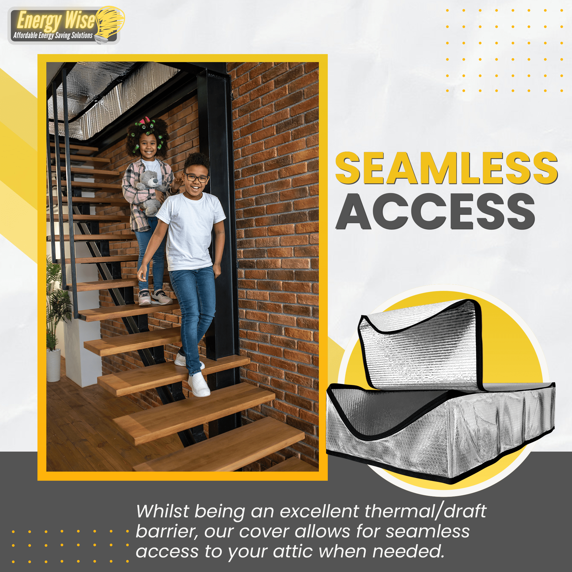 Energy Wise Attic Tent - 25"x54"x11", Air Tight Attic Door Insulation Cover With Easy Zipper Access - Energy Wise Brand