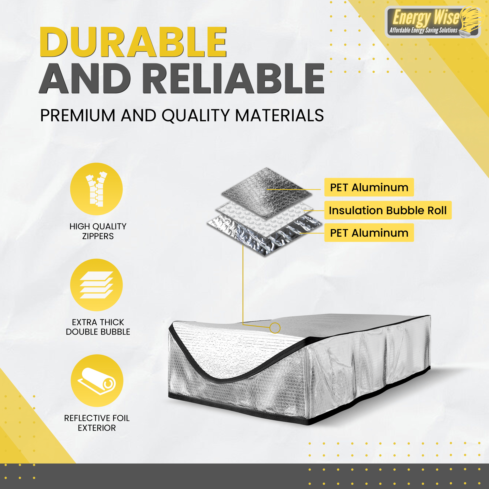 Energy Wise Attic Tent - 25"x54"x11", Air Tight Attic Door Insulation Cover With Easy Zipper Access - Energy Wise Brand