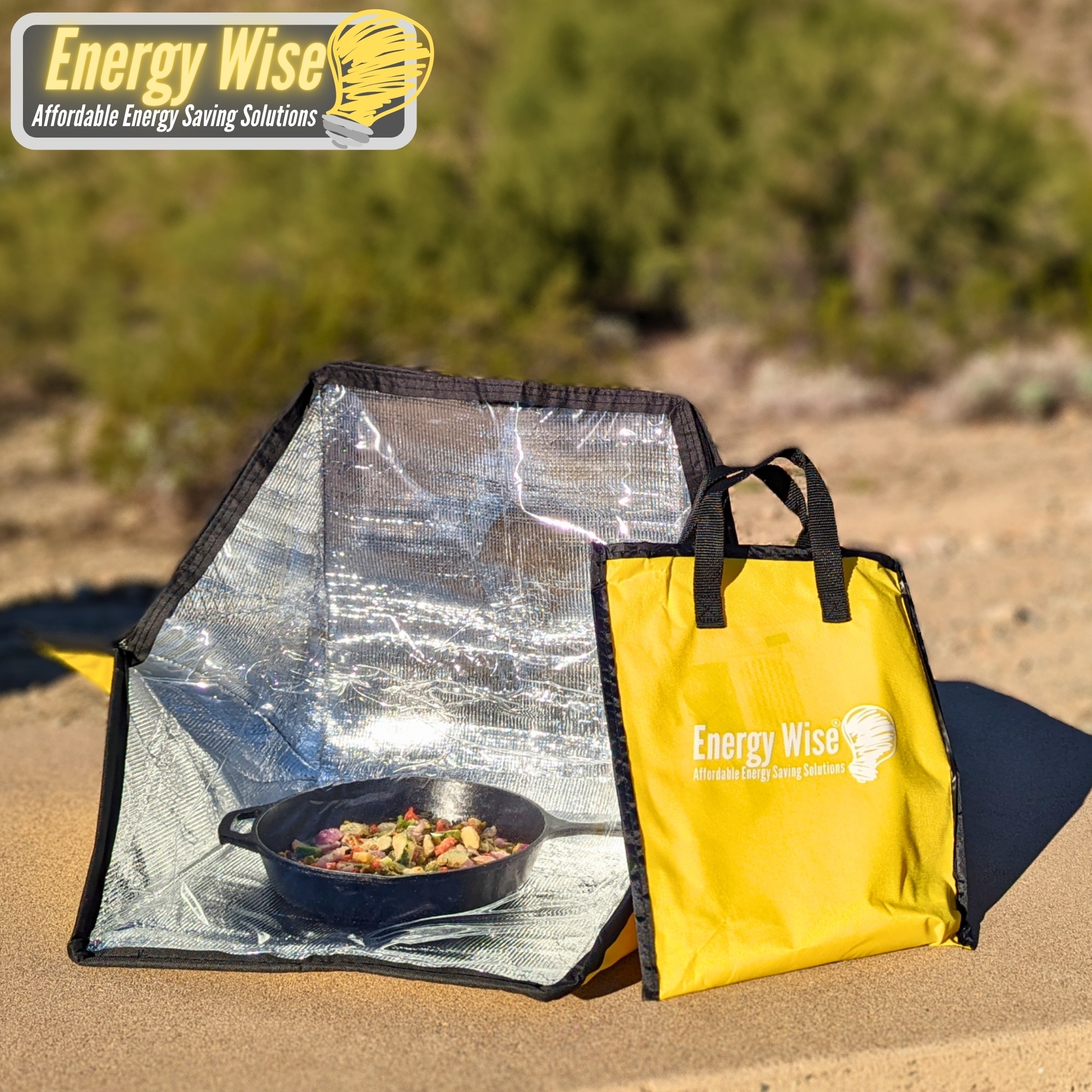 Energy Wise Premium Solar Oven, Portable Outdoor Solar Cooker & Camping Oven, Reinforced & Foldable with Support Rods, Carry Bag & Full Guide On